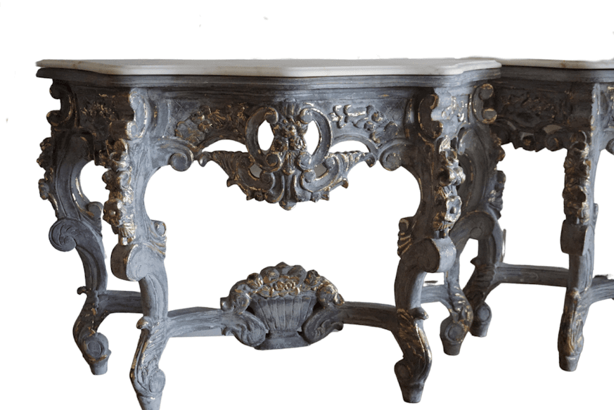 Antique Hand-Carved French Rococo-Style Entryway Tables Pair image 4