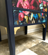 Navy floral end table image 2