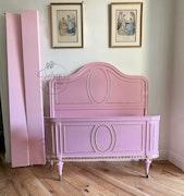 1920s French bed frame, 3/4 bed, high gloss Pink Peony image 2