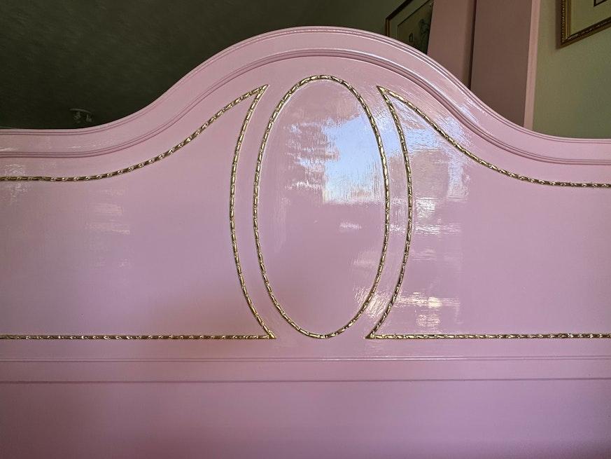 1920s French bed frame, 3/4 bed, high gloss Pink Peony image 5