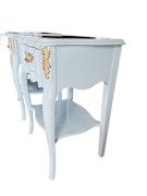 Pair of Vintage French Style side tables, light blue lacquer image 2