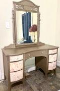 Brown and light pink antique dressing table image 1