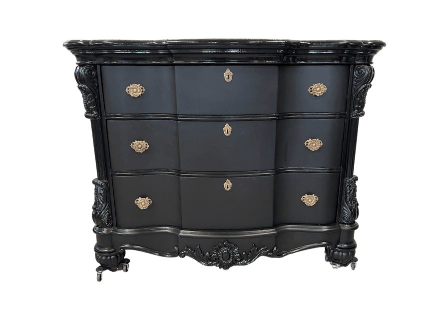 "Black Beauty" Ornately Carved Chest of Drawers image 1