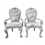 Two upholstered Arm Chairs in the Louis XV Style image 1