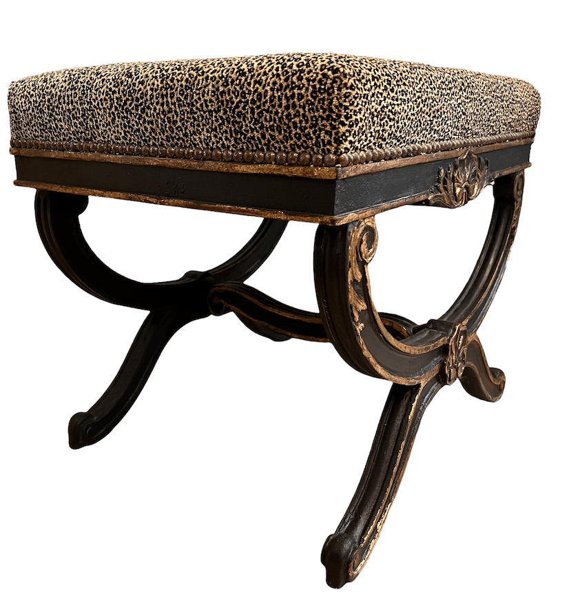 SOLD Vintage French Style Ottoman, Old World Finish image 1