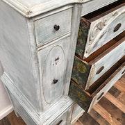 Milk Painted Art Nouveau Tallboy Chest Of Drawers image 4