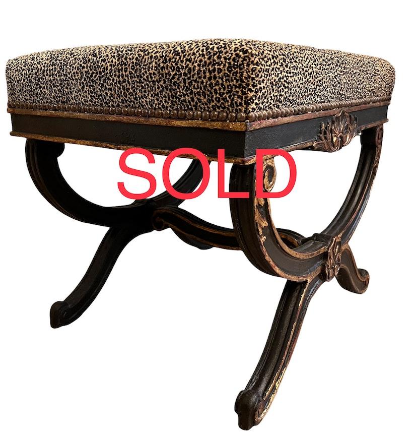 SOLD Vintage French Style Ottoman, Old World Finish image 5