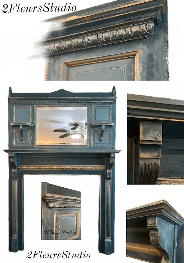 Fireplace Mantle with Display/Beveled Mirror image 1