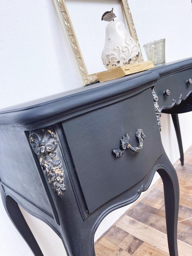 Louis XVI Style French Desk In Charcoal Grey / Black image 4