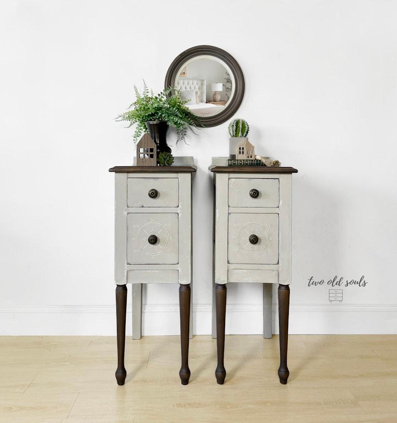 Pair of Matching Tall Skinny Nightstands image 2