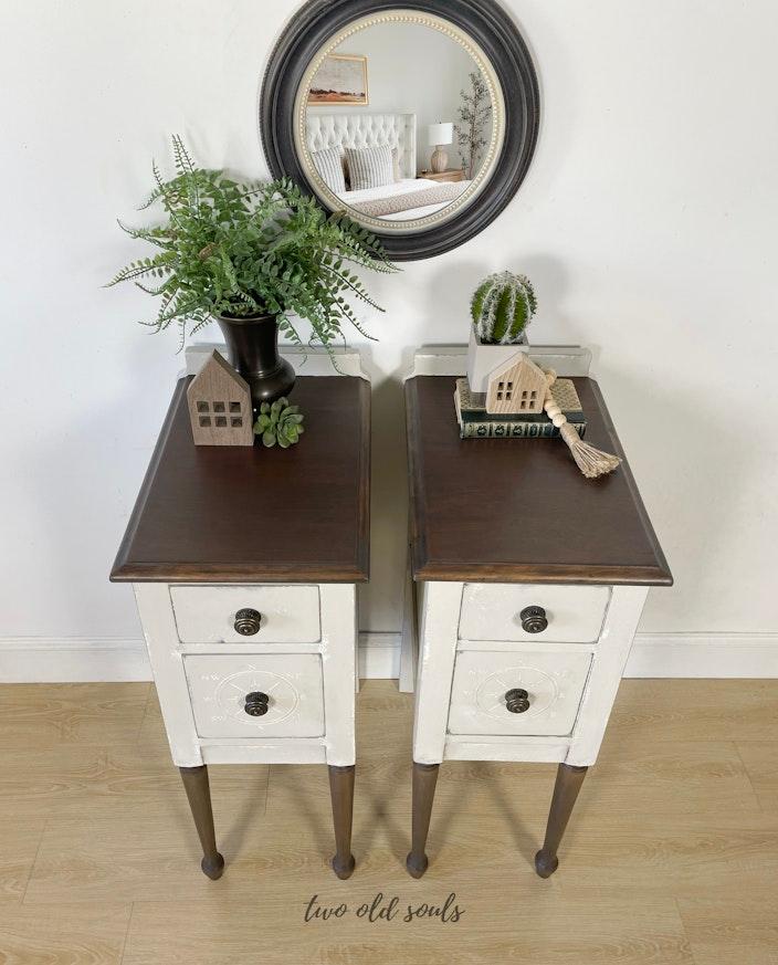 Pair of Matching Tall Skinny Nightstands image 7