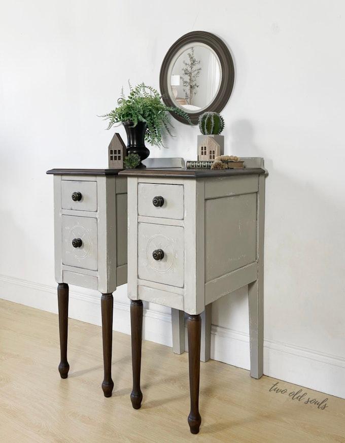 Pair of Matching Tall Skinny Nightstands image 8