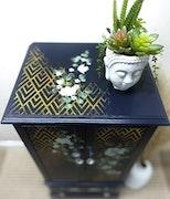 Floral Navy Wood Jewelry Storage Cabinet image 6