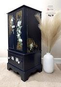 Floral Navy Wood Jewelry Storage Cabinet image 7
