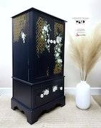 Floral Navy Wood Jewelry Storage Cabinet image 8