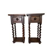 Louis XIII Style Walnut Bedside Tables (Pair) image 1