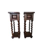 Louis XIII Style Walnut Bedside Tables (Pair) image 5