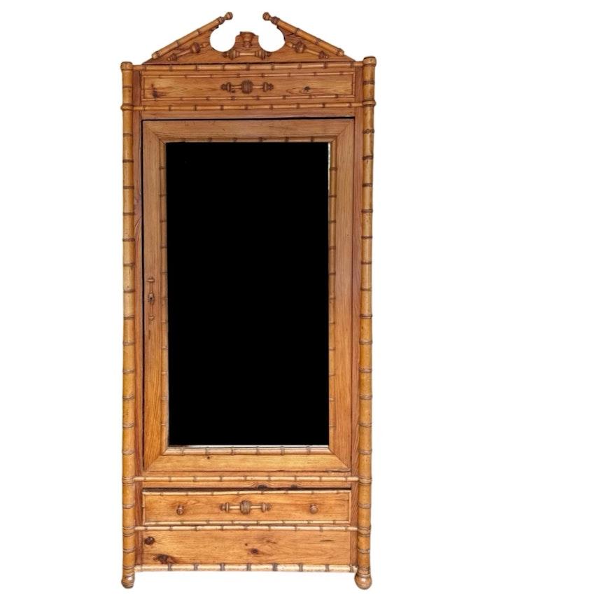 Antique Pine Faux Bamboo Armoire image 1
