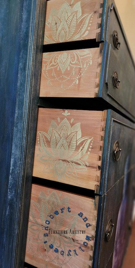Custom Hand Painted Solid Wood Chest of Drawers image 3
