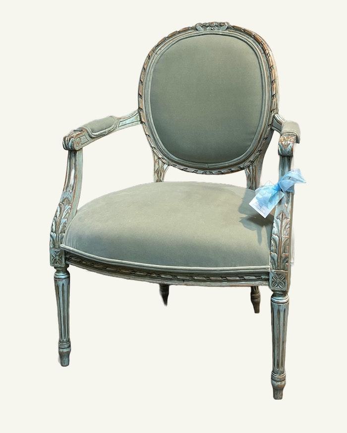 Green Louis XIV Arm Chair image 1
