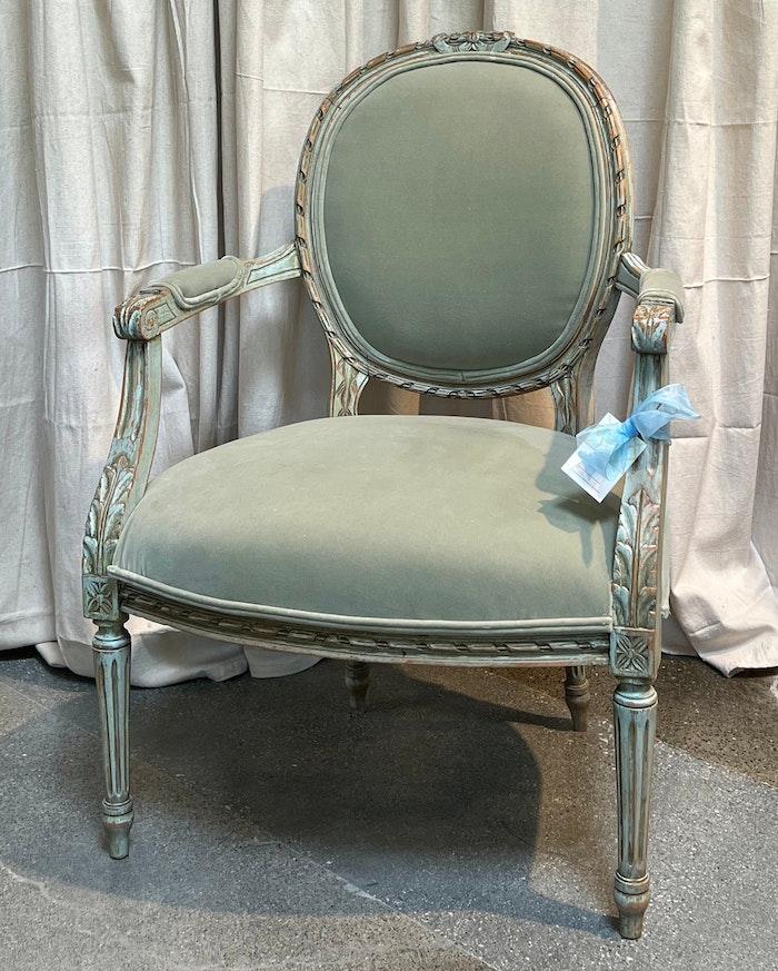 Green Louis XIV Arm Chair image 2