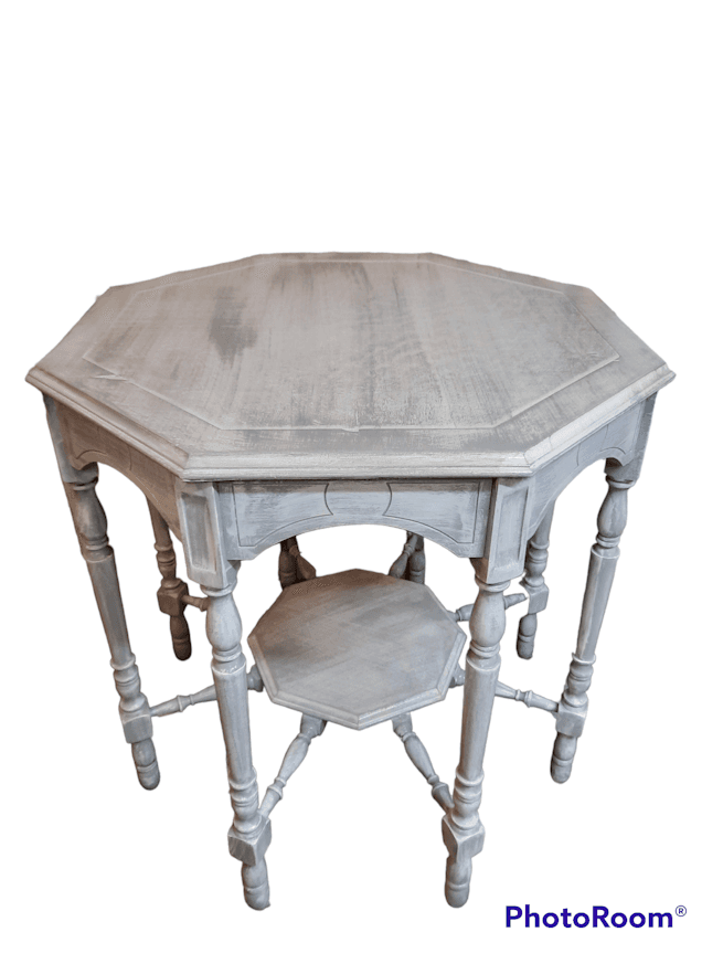 Salvaged refurbished Antique turned spindle spider table image 1