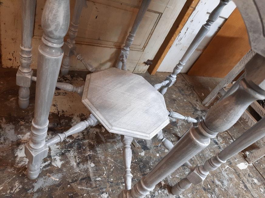 Salvaged refurbished Antique turned spindle spider table image 5