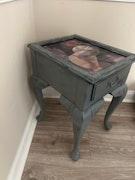 Baseball Hologram Top Surface Gray Distressed End Table image 2