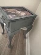 Baseball Hologram Top Surface Gray Distressed End Table image 5