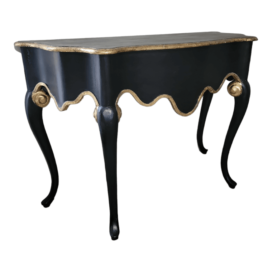Statement Piece: Black Console Table with Gold Leaf Accents image 1