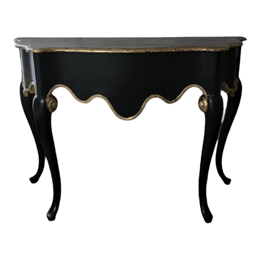 Statement Piece: Black Console Table with Gold Leaf Accents image 2