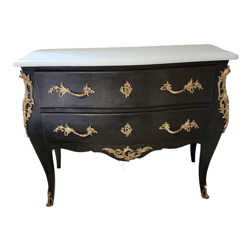 Refinished Louis XV Marble Top Commode with Gilt Ormolu image 1