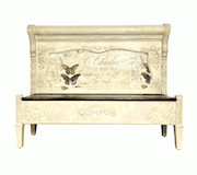 Old World Painted Storage Bench with French Butterfly Design image 1