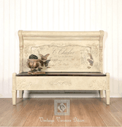 Old World Painted Storage Bench with French Butterfly Design image 2