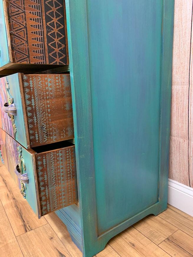 Vintage waterfall edge tall chest of drawers image 8