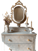 Petite 1920s Cherry Wood Mini Dresser With Mirror image 2
