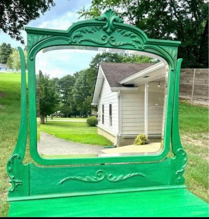 Green With Envy Antique Dresser & Mirror image 3