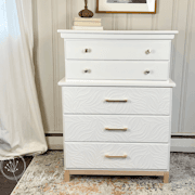 White & Gold, Solid Wood 5-Drawer Tallboy Dresser image 2