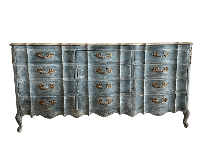 Painted French Provincial Triple Dresser Blue image 5