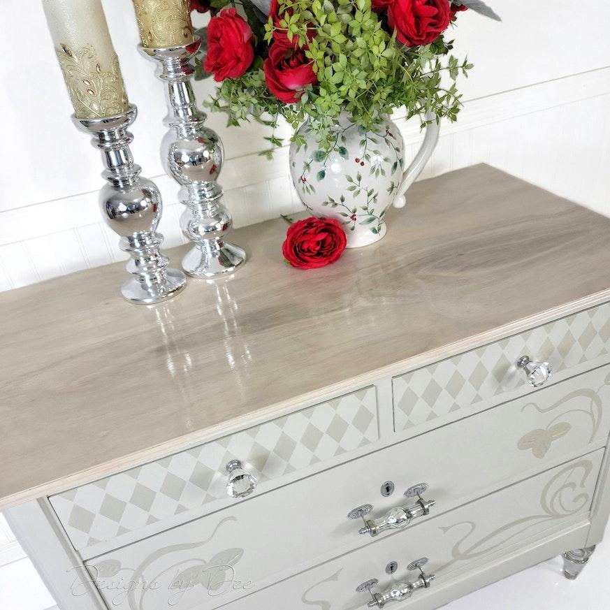 GLASS FOOTED CHEST of DRAWERS image 3