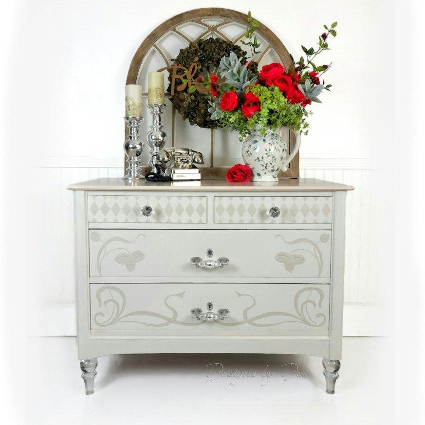 GLASS FOOTED CHEST of DRAWERS image 8