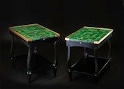 Matching Faux Malachite End Tables image 2