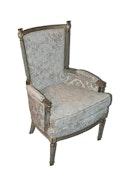 French Louis XVI Style Vintage High Back Bergere Chair image 2