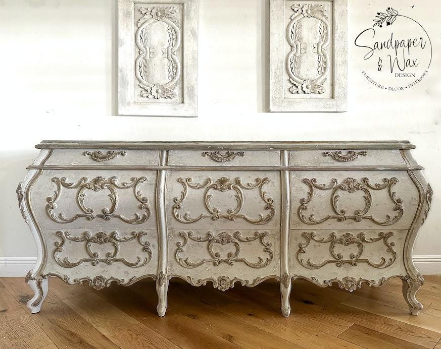 French Rococo Style Dresser in Gesso and Milk Paint image 13