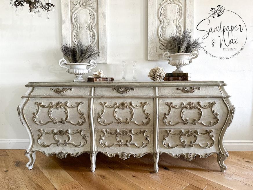 French Rococo Style Dresser in Gesso and Milk Paint image 14