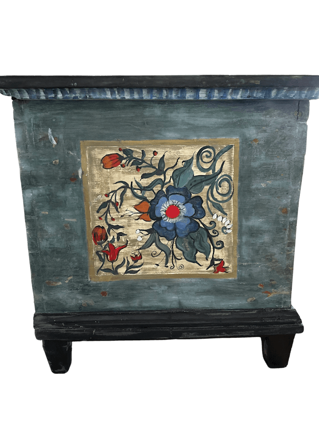 Folk Art Rosemaling Painted Blanket chest 19th century image 3
