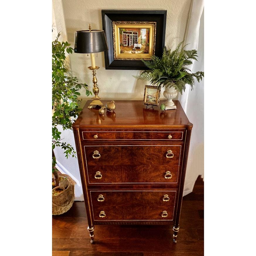 SOLD! "Hannah"- Burl Wood 5 Drawer Chest with Gold Leaf image 2
