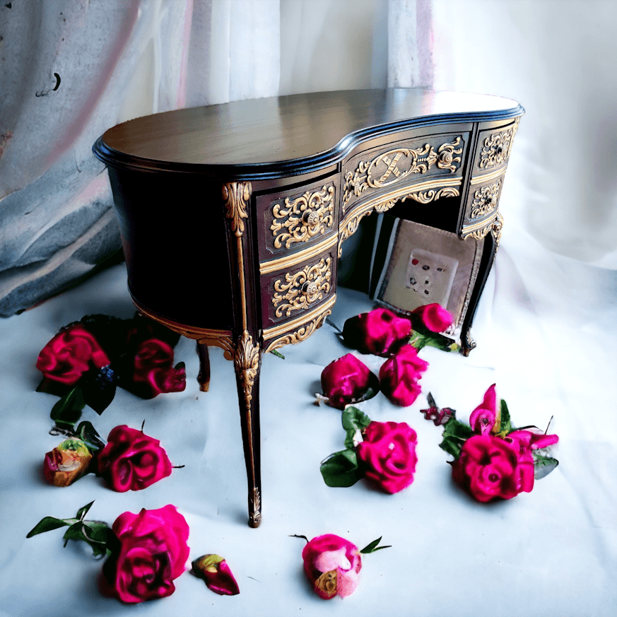 Beautiful Vintage French vanity/ kidney shaped desk image 2