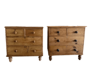 19th Century English Pine 2 Over 2 Chest of Drawers, Pair image 1