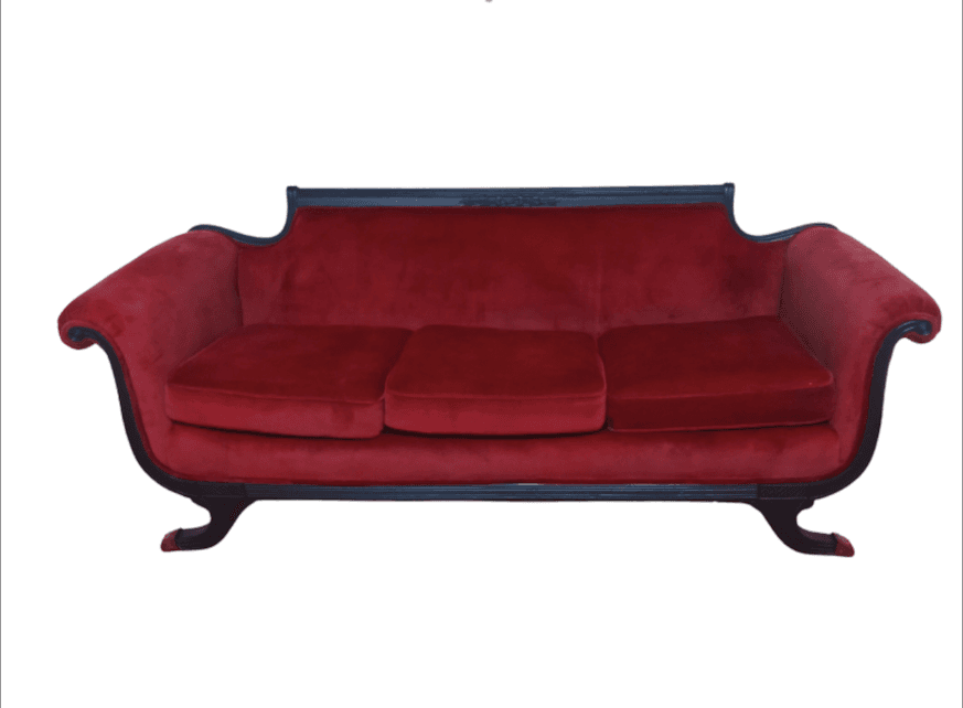Red velvet victorian couch image 1